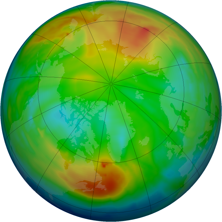 Arctic ozone map for 12 December 2009